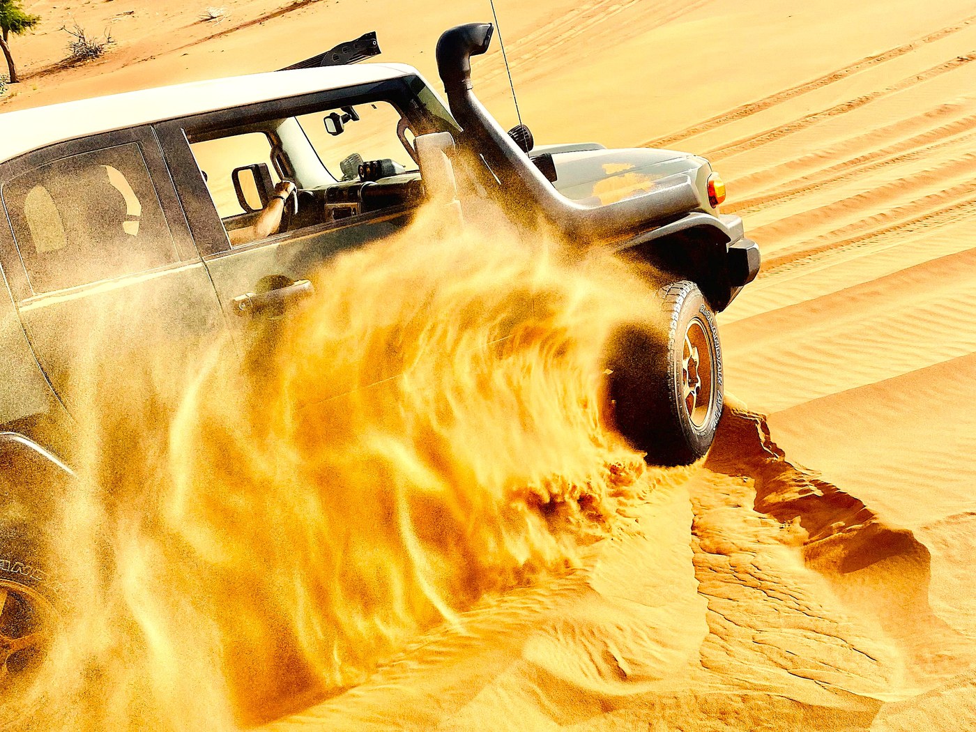 4x4 dune bashing during the Premium Desert Safari with VIP seating